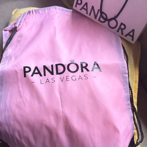 Pandora Pink Drawstring Bag with Black Accents - Picture 1 of 4